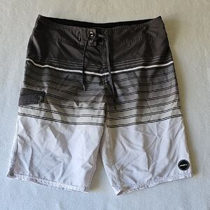 O'Neill Black and White Striped Swim Shorts